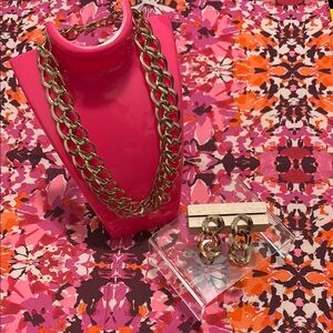 🍓Vintage Gold-tone multi looped Chain Necklace and Earring Set